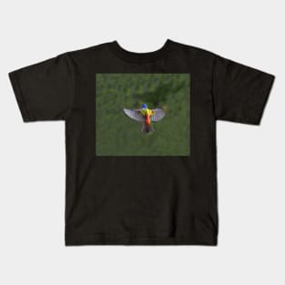 Painted Bunting Bird in Flight Kids T-Shirt